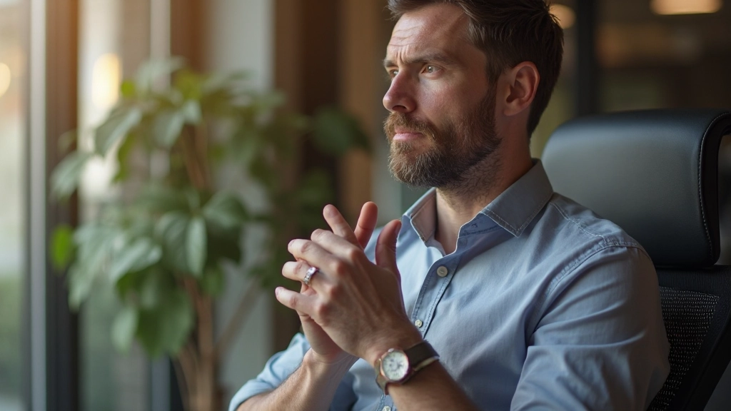 Coach luistert aandachtig naar mentee in rustige kamer met comfortabele zitplaatsen en vertrouwensvol oogcontact